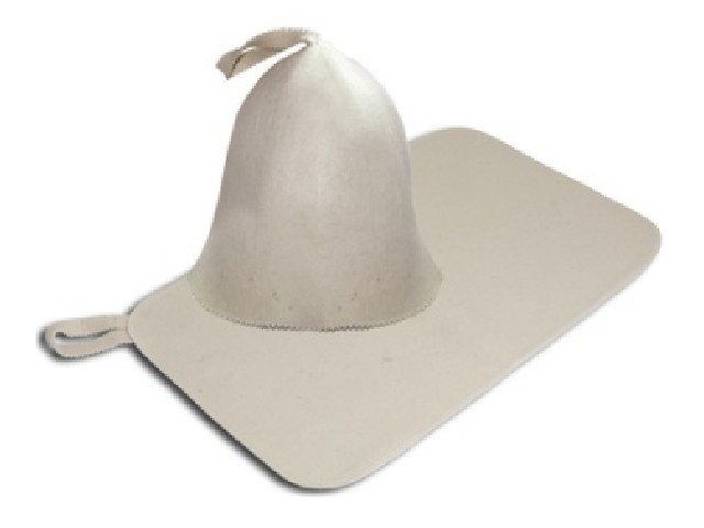 Набор из 2-х предметов шапка Классик,коврик белый Банные штучки